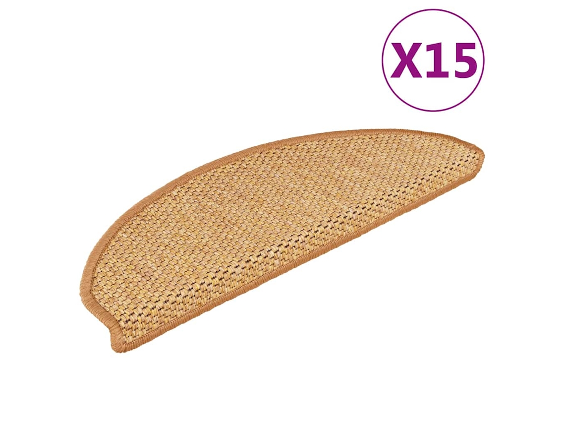 Vidaxl Tapetes Escada Adesivos Aspeto Sisal 15 Pcs Cor De Sisal
