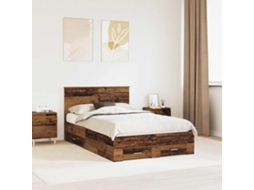 Vidaxl Estrutura da Cama com Gaveta Madeira Antiga 120 X 190 Cm