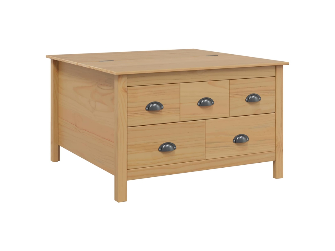 Conjunto 1 Mesa De Café Para Sala De Estar Vidaxl Castanho Madeira De Pinho Maciça (79.5 X 79.5 X 49 Cm)