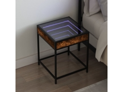 Vidaxl Mesa De Cabeceira C/ Led Infinity 40x40x51 Cm Carvalho Fumado
