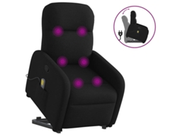 Vidaxl Poltrona De Massagens Reclinável Elevatória Tecido Preto
