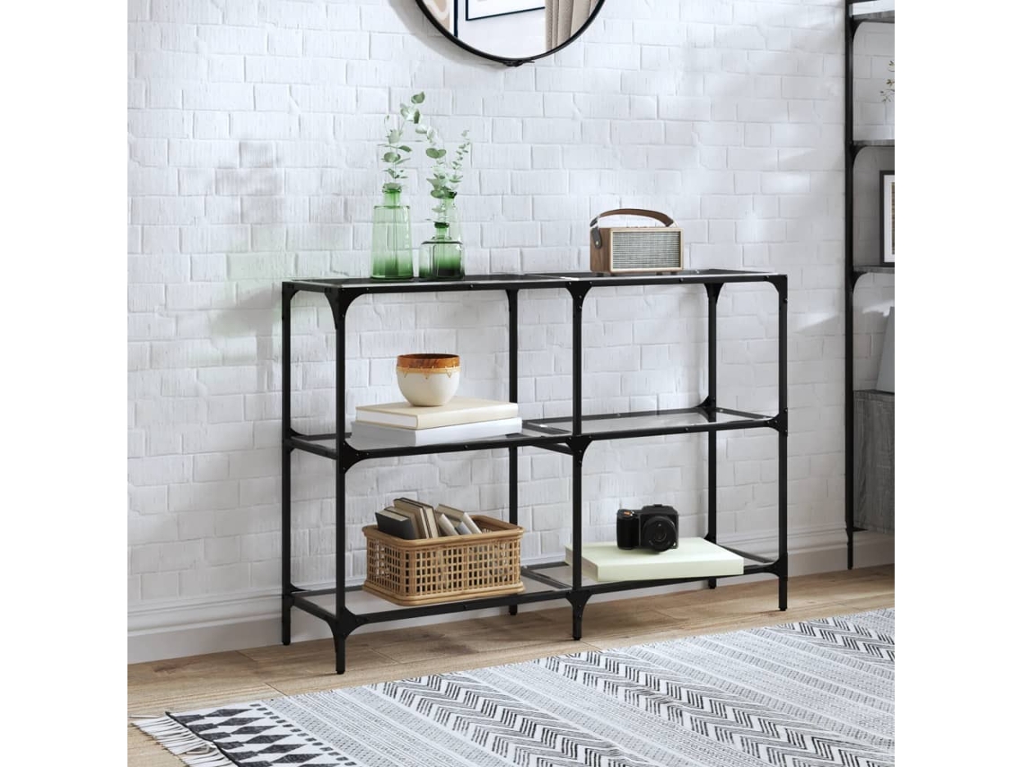 Vidaxl Mesa Consola Com Tampo Em Vidro Transparente 118,5x30x81 Cm Aço