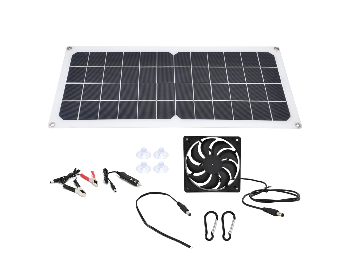 Painel Solar 10w com Ventilador e Portas Usb para Carros Barcos