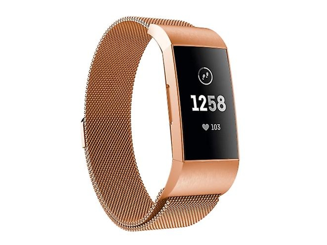 Lurelia Pulseira Magnética, Compatível Com Fitbit Charger 3 Em Ouro Rosa, Acabamento Moderno