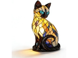 Luminária De Gato, Vitral - Noturna Decorativa 3d Em Resina Com Led,