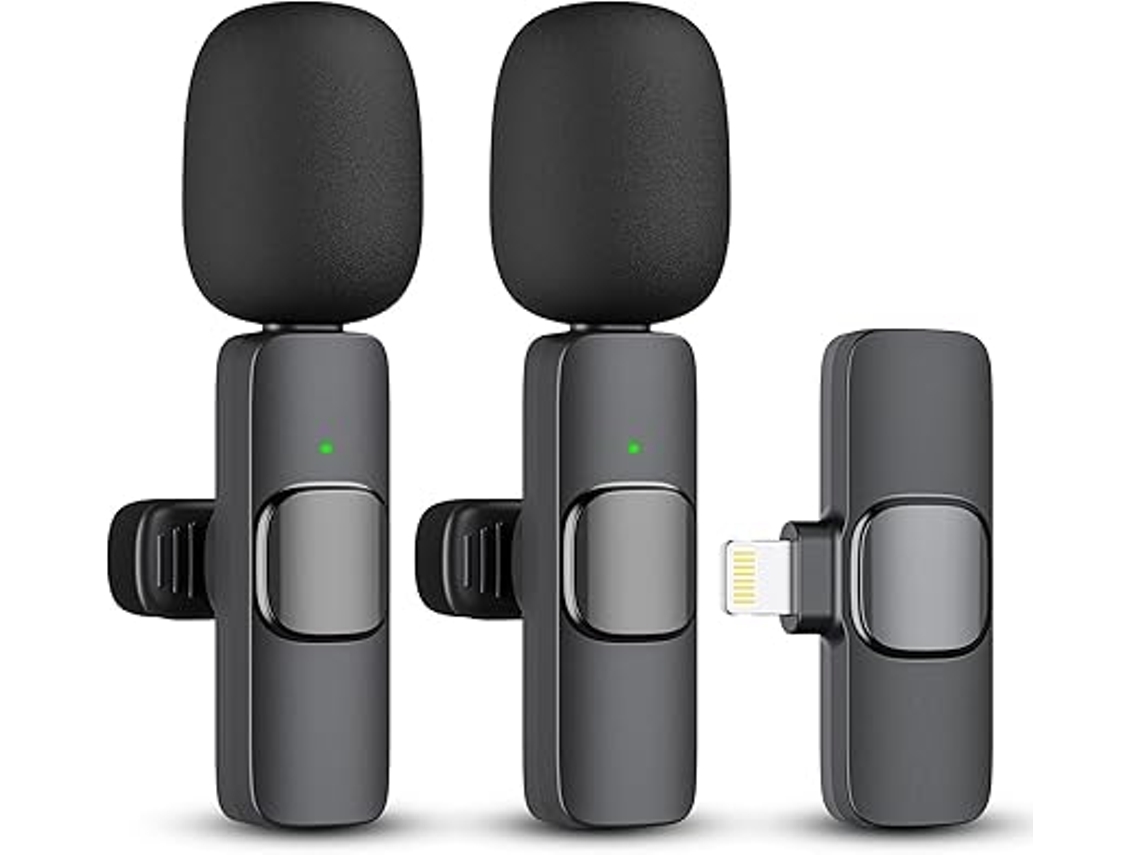 Pacote Com 2 Microfones De Lapela Sem Fio Para Iphone E Ipad Aquaforge