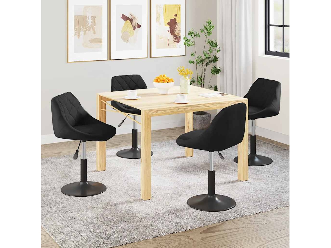 Vidaxl Cadeiras De Jantar Giratórias 4 Pcs Veludo Preto