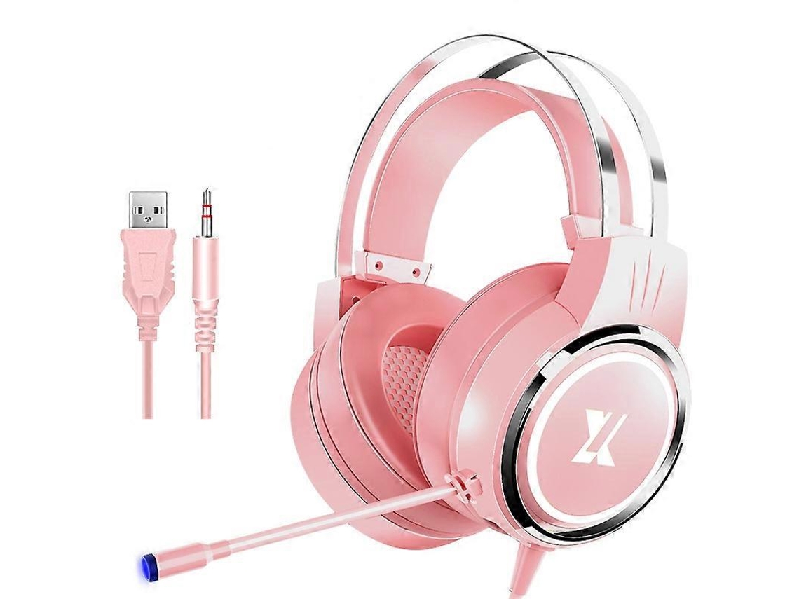 Fone de ouvido gamer com fio Heir Audio X8 e microfone, compatível com celulares e laptops Hengrongshen (rosa)