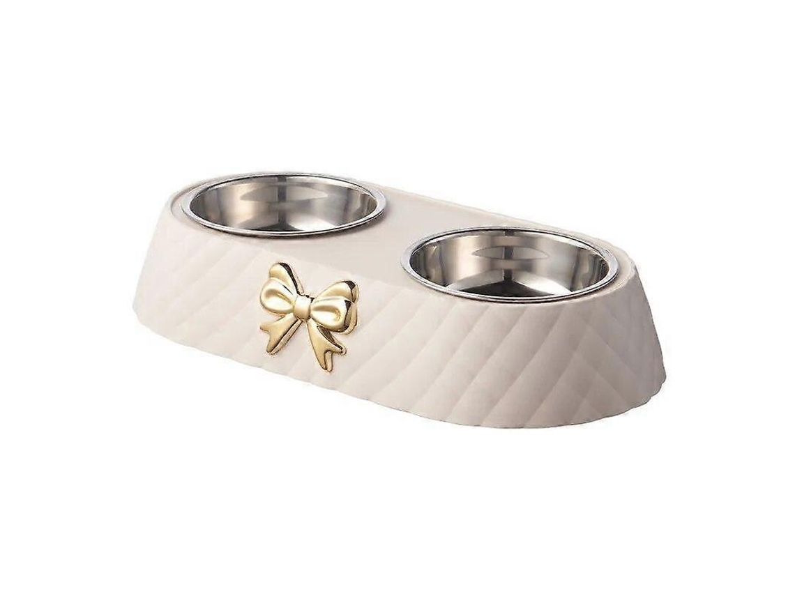 Tigela Dupla para Ração e Água para Gatos com Base em Polipropileno Pp e Aço Inoxidável. Ideal para Alimentação e Água Animais de Estimação AQUAFORGE