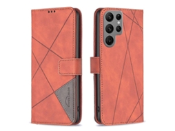 Capa De Celular Em Couro Com Textura De Losango E Fecho Magnético Para Samsung Galaxy S23 Ultra 5g