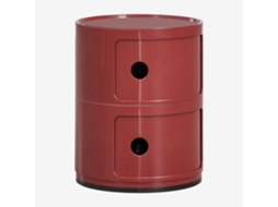 Sklum Pack De 2 Mesas De Cabeceira Ø30 Cm Com Prateleiras Babel Abs Vinho Tinto                            2 Gavetas