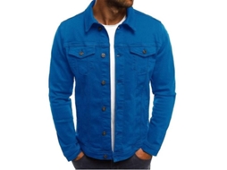 2026 chaqueta Vaquera para Hombre Slim Fit Corta Moda Denim XL Azul