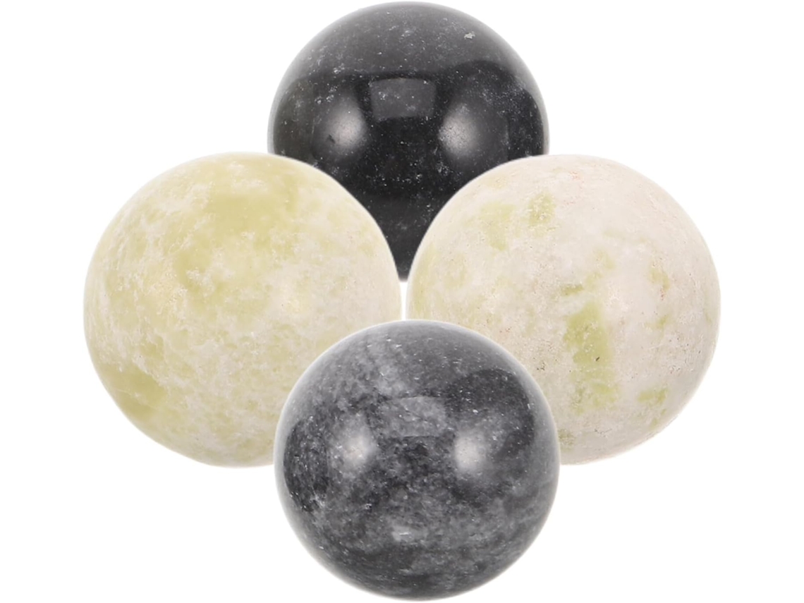 Conjunto 4 Bolas Decorativas Pedra Efeito Mármore Enchimento Vasos Decorativos Esferas Resistentes GOKOCO
