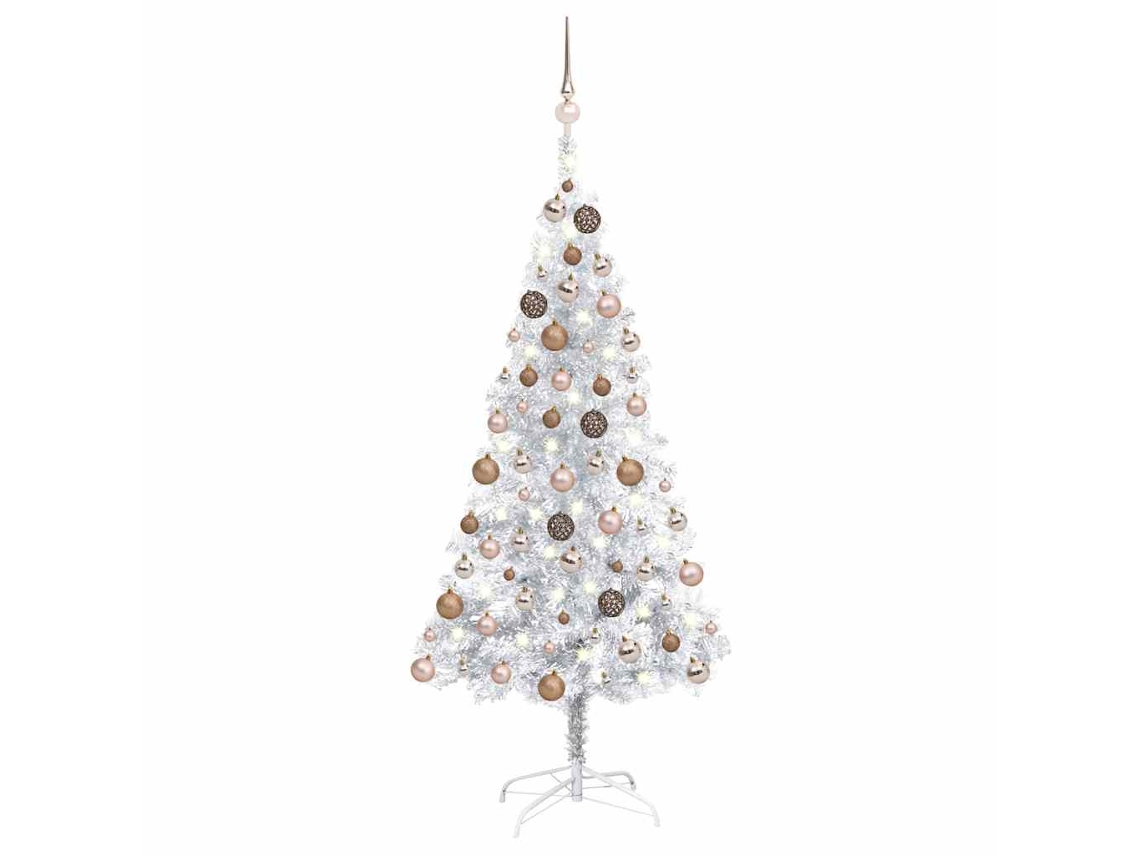 Vidaxl Árvore Natal Artificial Pré-iluminada C/bola 120cm Pet Prateado