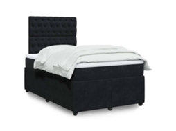 Cama Boxspring Com Colchão 120x190 Cm Veludo Preto