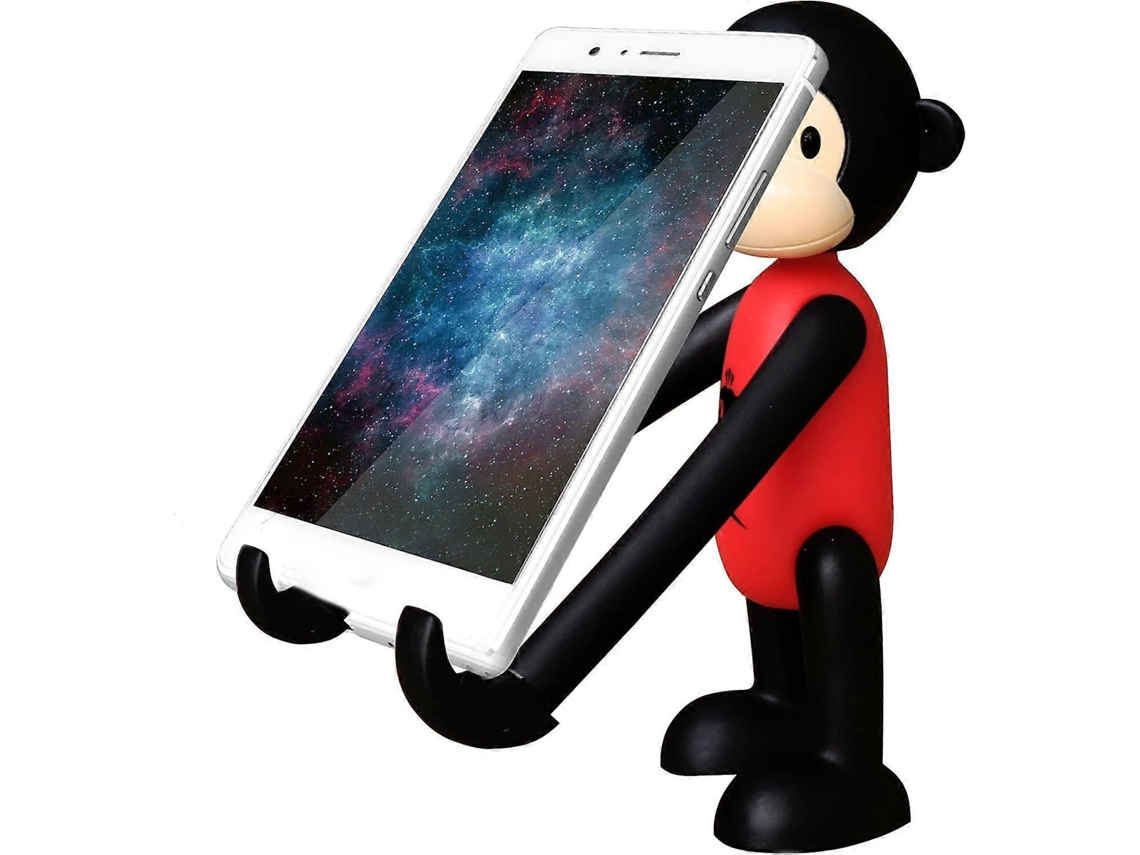 Suporte ajustável e fofo para mesa, portátil, formato macaco, verde e vermelho AQUAFORGE