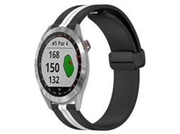Pulseira De Relógio Silicone Preta/ Branca 20 Mm, Compatível Com Garmin Approach S40.