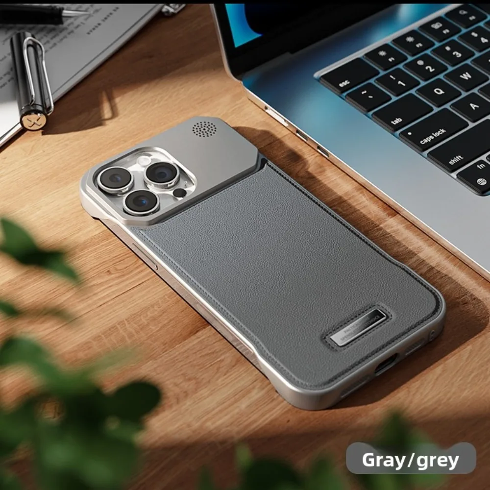 Capa Magnética Em Couro Pu Para Iphone (iphone 14 Pro Max, Cinza), Compatível Com Carregamento Sem Fio.