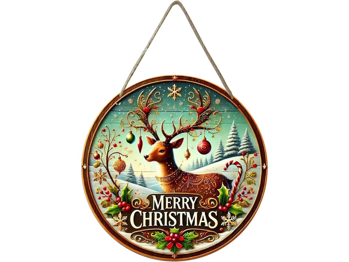 Placas De Natal, Pingentes, Enfeites De Guirlanda De Madeira | Placa De Porta Para E