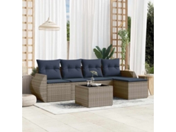 Vidaxl Conjunto De Sofá De Jardim Com 6 Peças E Almofadas Em Rattan Sintético Cinza