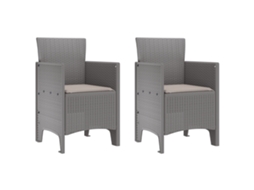 Conjunto 2 Cadeira Moderna Vidaxl Cinzento-claro Polipropileno (53 X 49 X 85 Cm)