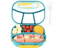 Bandeja Bento Rebe de 1800ml para adultos e crianças, com 4 compartimentos, hermética, própria para micro-ondas e lava-louças.