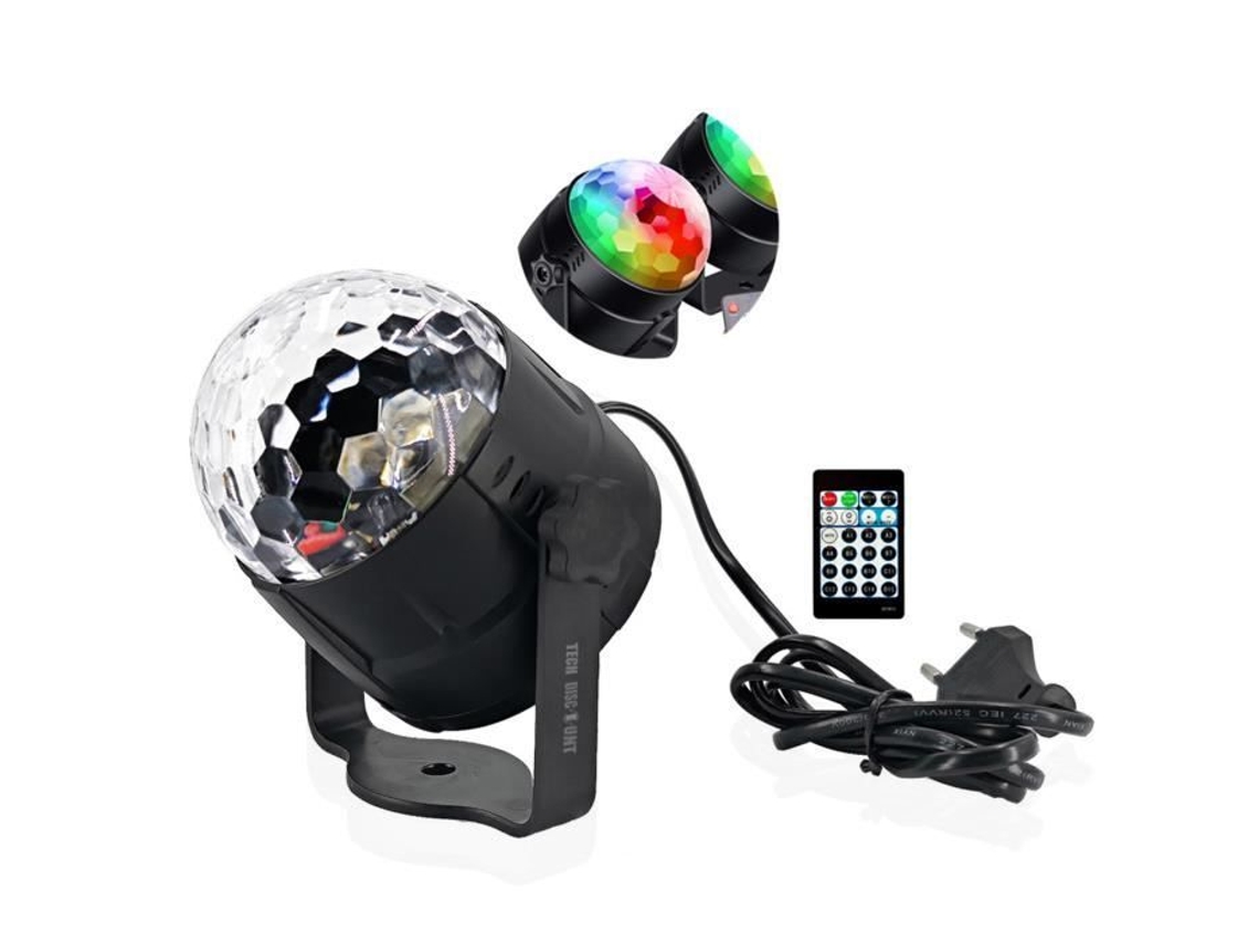 Lâmpada de discoteca TEC ™ discoteca festa luz de palco iluminação mini holofote ponto redondo multicolor controle remoto aniversários TECH DISCOUNT