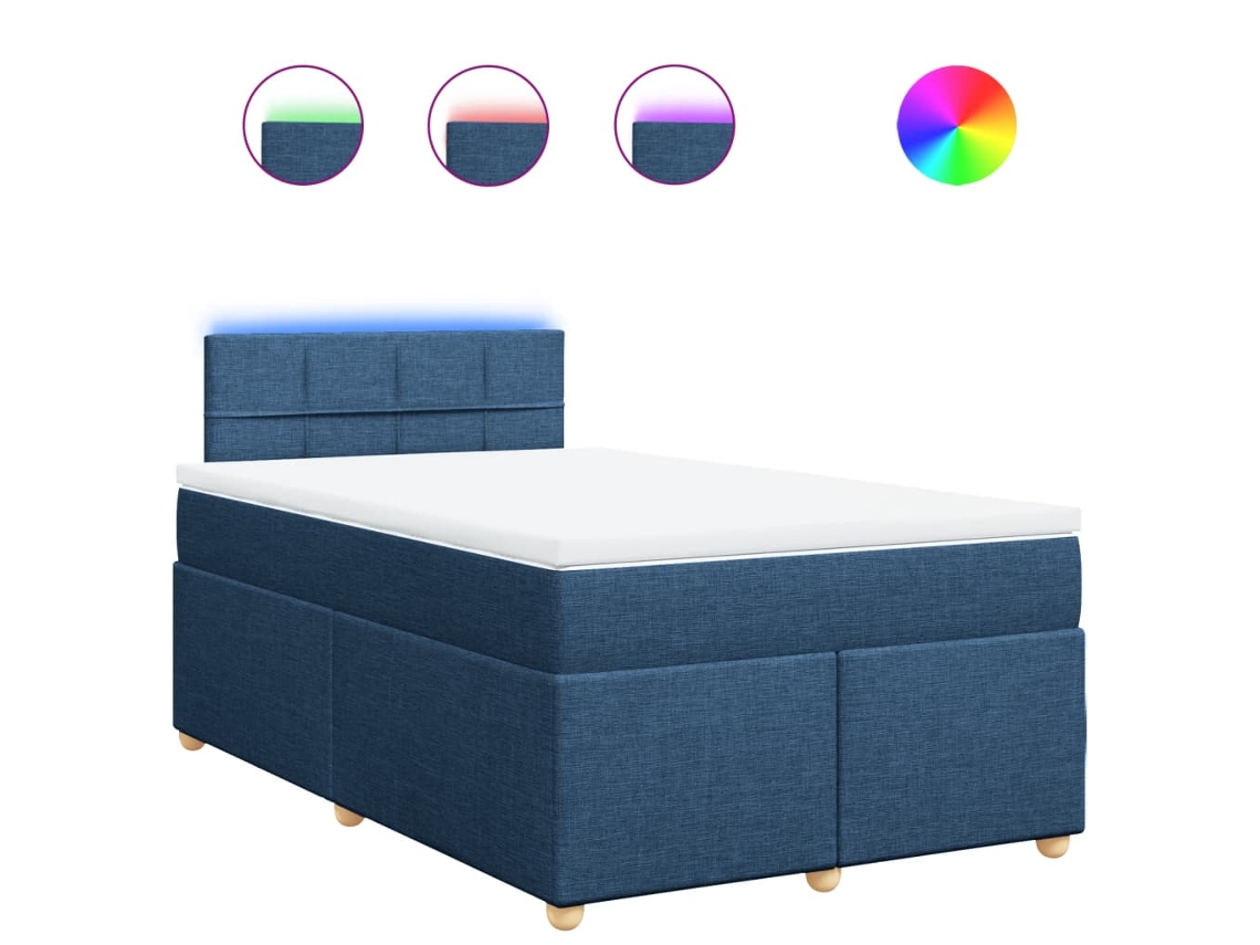 Cama Boxspring com Colchão 120x190 Cm Tecido Azul MAISON EXCLUSIVE