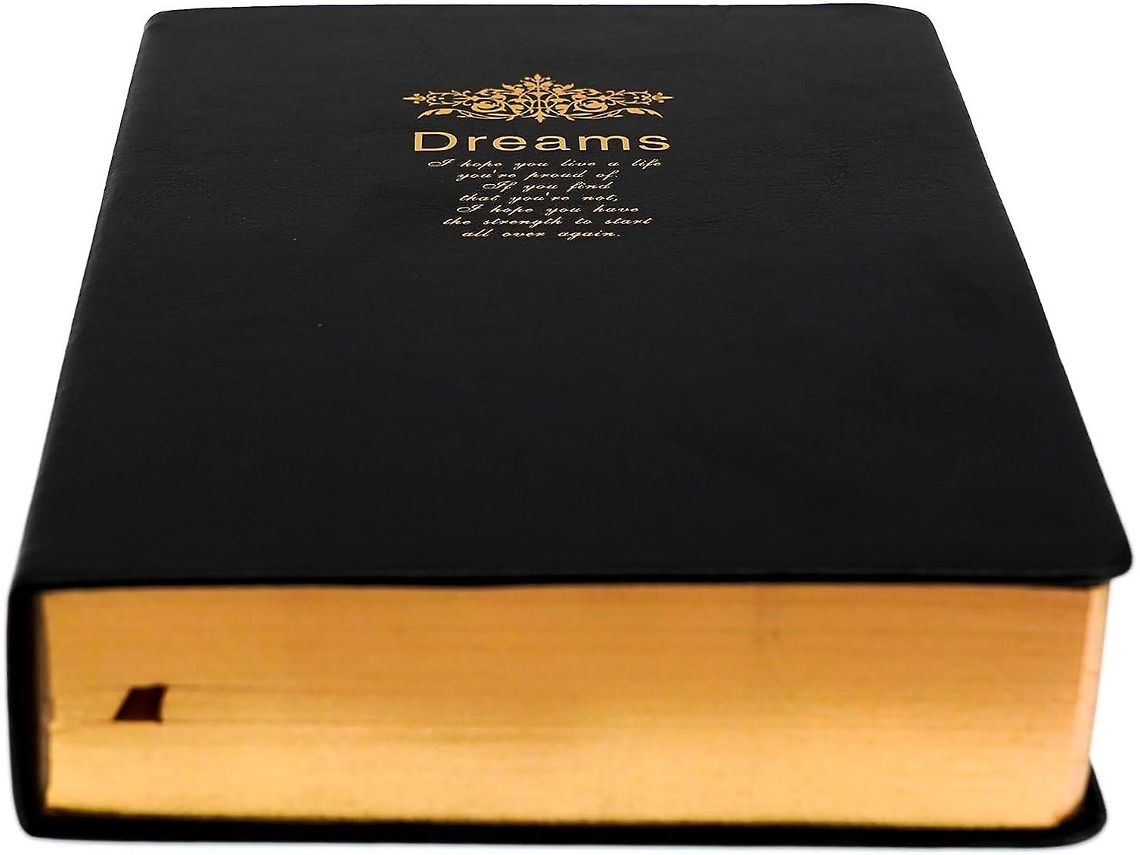 Cuaderno grueso, papel brillante de alta calidad con borde dorado, tapa dura de cuero sintético negro suave, adecuado para escribir - aquaforge