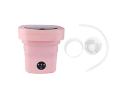 Máquina de Lavar Portátil 6.5L Dobrável, Pequena, Automática, com Mangueira, Carregador US Rosa LAXISCREED