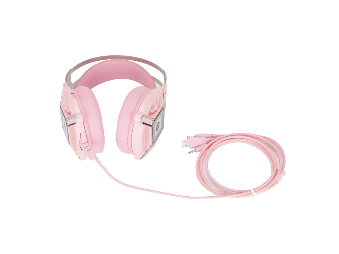 Auriculares para Juegos H81 Rosa con Sonido Envolvente 7.1, Cancelación de Ruido, Micrófono Oculto e Iluminación RGB para PC | S/MARCA