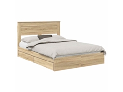 Cama com Armazenamento com Gaveta Carvalho Sonoma 140x200 cm MAISON EXCLUSIVE