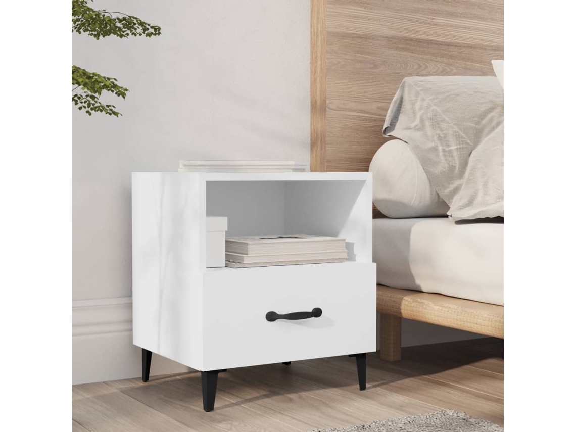 Vidaxl Mesa De Cabeceira Derivados De Madeira Branco