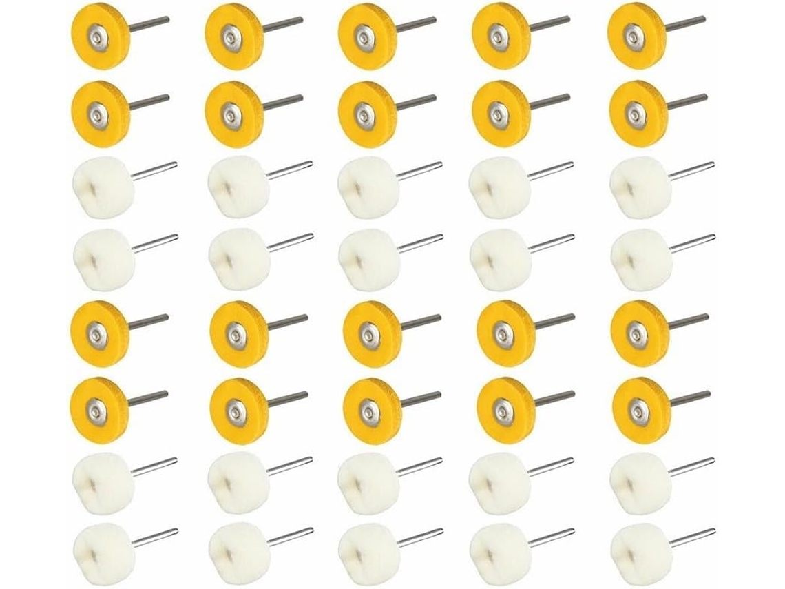 Conjunto De 40 Discos Polimento Rotativos 3mm Com Haste Algodão