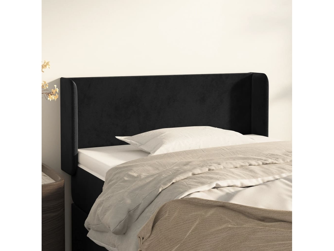 Vidaxl Cabeceira De Cama C/ Abas Veludo 93x16x78/88 Cm Preto