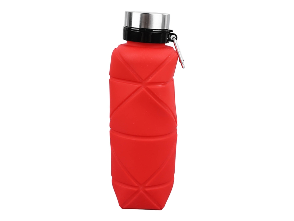 Garrafa de Água S/MARCA colapsável 700ml silicone alimentar boca larga portátil para crianças esportes viagem vermelha