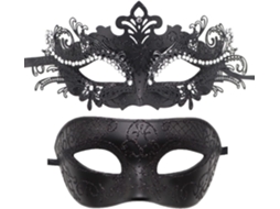 Par De Máscaras De Baile De Metal, Ferro, Borboleta, Bola, Máscara (preto), 2 Peças