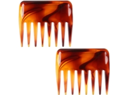 Conjunto de 2 canetas retrô marrons em policarbonato, longas, para desembaraçar e massagear o cabelo.