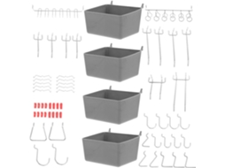 Kit de Acessórios para Painel Perfurado com 114 Peças, Incluindo Ganchos e Caixas Organizadoras para Garagem e Oficina. SFUSHOS