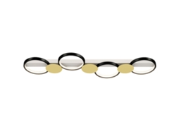 Candeeiro Teto 4 Focos Controlo Remoto 1500lm 38w 3000k 6500k Preto Dourado