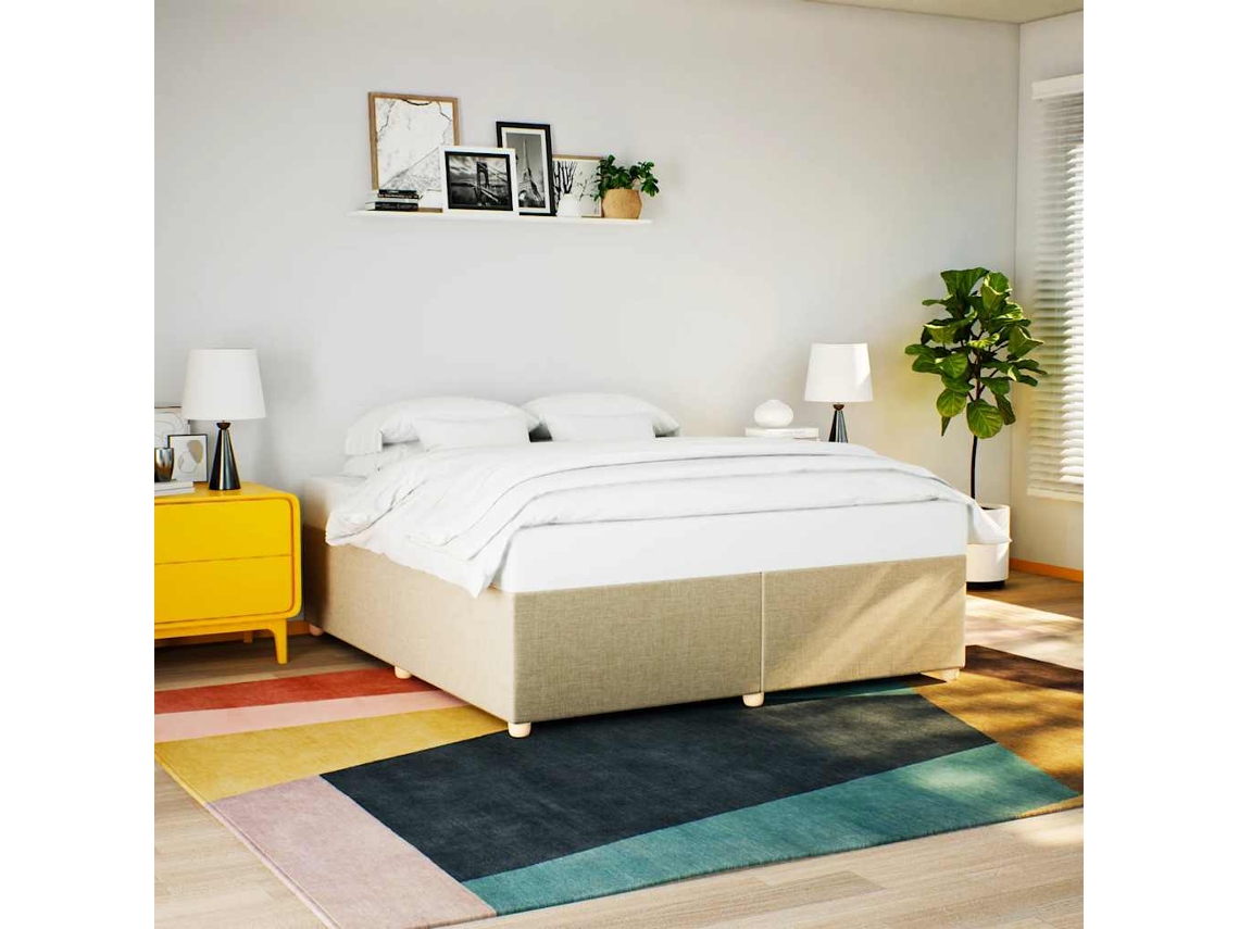 Vidaxl Estrutura De Cama Sem Colchão 180x200 Cm Tecido Cor Creme