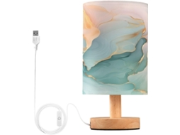 Abajur De Cabeceira Abstrato Em Mármore Para Quarto, Com Portas De Carregamento Usb C, Luminária De Mesa Cabeceira