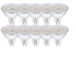 Omni bombilla Led Gu5.3 Mr16 12v 3w Equivalente a 30w Luz Blanca Cálida 3000k no Regulable Paquete de 10 Clase Energética F