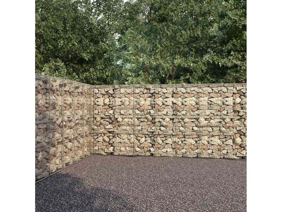 Vidaxl Muro Gabião Com Tampas Aço Galvanizado 600x30x200 Cm