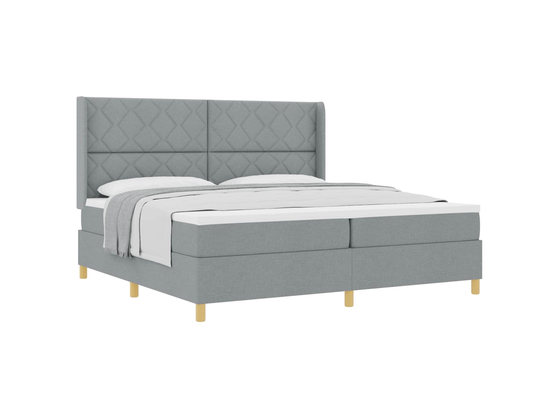 Cama Box com Colchão Cinzento claro 200 X 200 Cm Tecido MAISON EXCLUSIVE