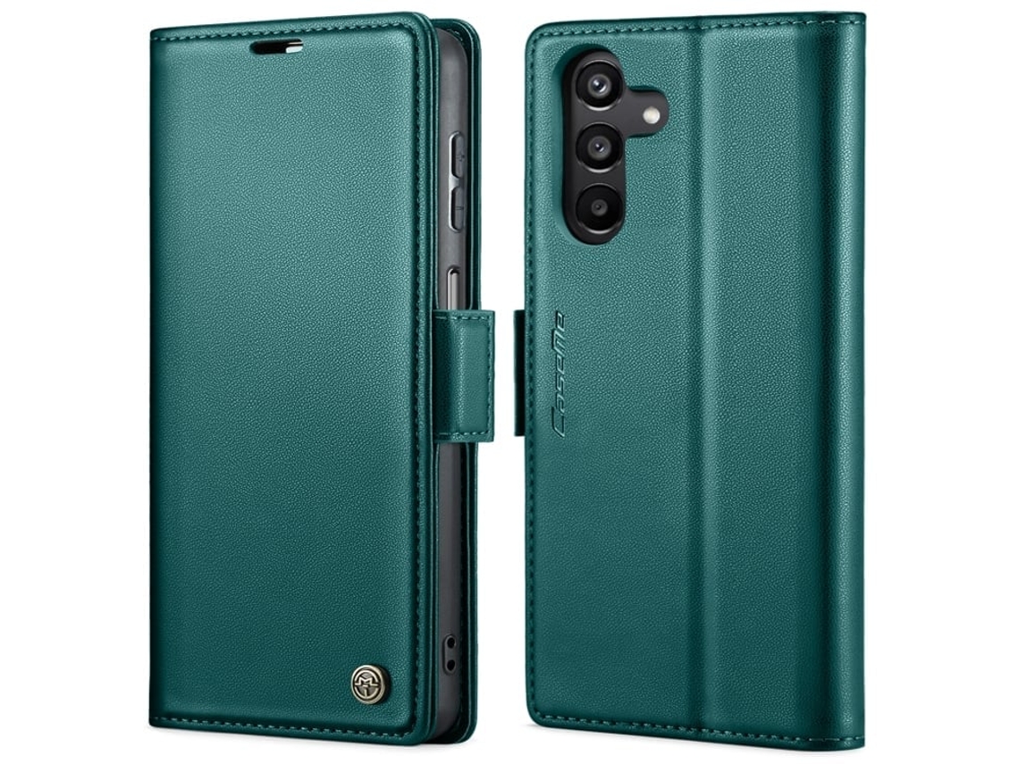Capa Para Samsung Galaxy A25 5g Borboleta Fivela Litchi Textura De Telefone De Couro Rfid Antirroubo Azul Perolado