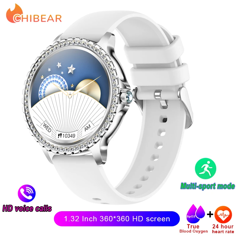 Smartwatch com Tela de Alta Definição, Monitoramento de Saúde, Design Esportivo com Diamante, Compatível com Ios/android MDUG (prateado)
