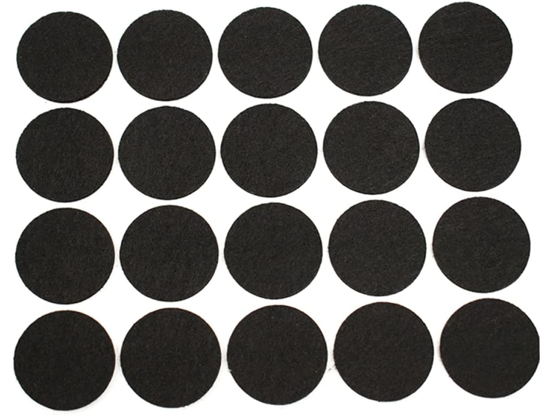 Mipcase Conjunto De 100-tapetes Redondos Feltro Preto Com 20mm Diâmetro, Autoadesivos, Antiderrapantes E Resistentes À