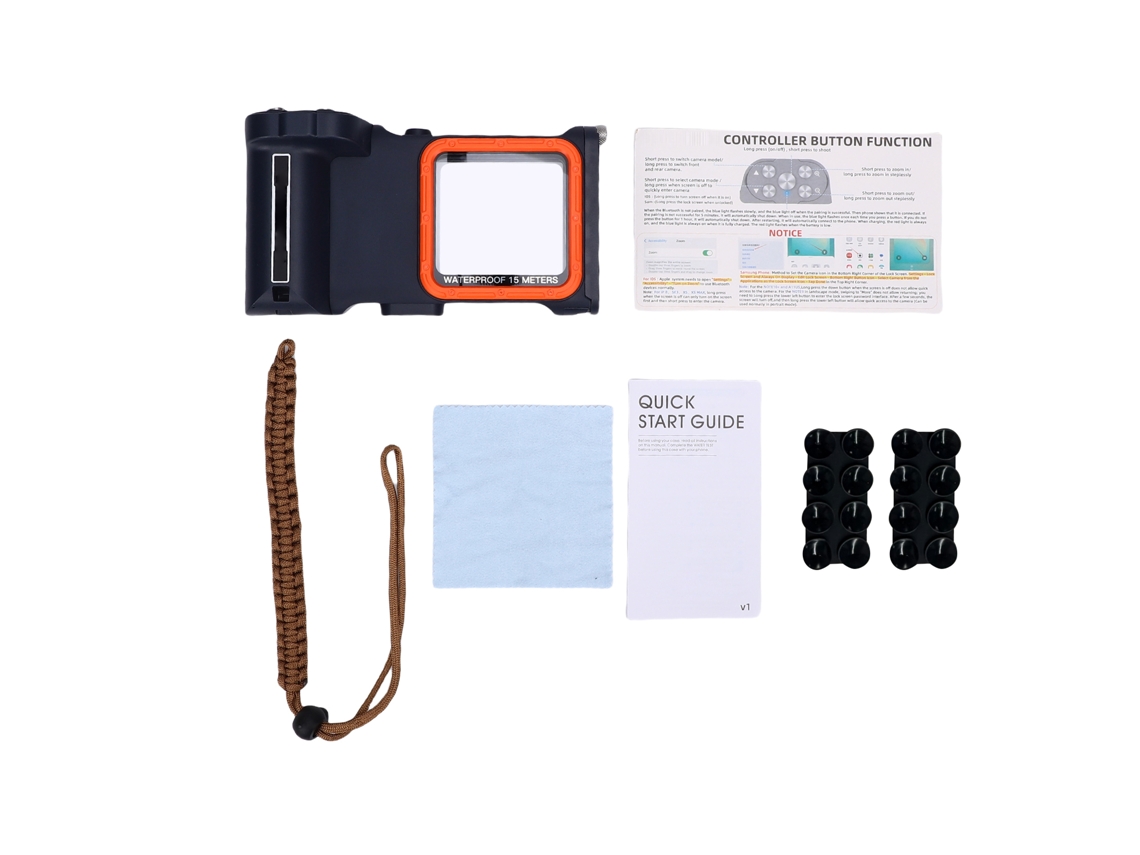Capa de telefone para mergulho, à prova d'água, com controle remoto Bluetooth