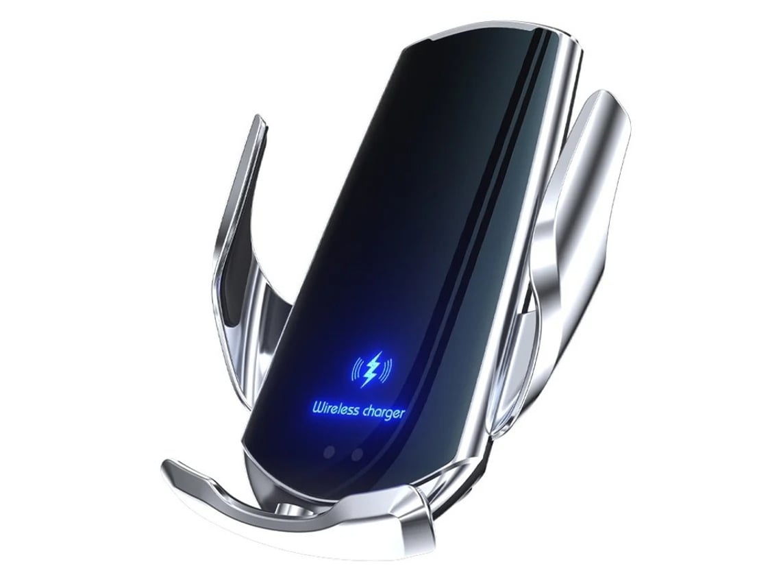 Suporte Smartphone Carro Carregamento Sem Fio Sensor Infravermelho Yizhood Prateado